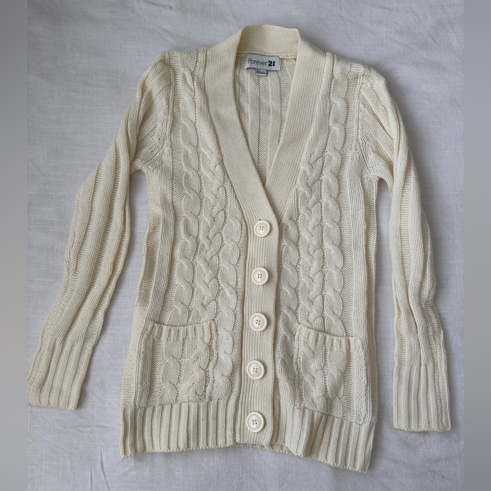 Chunky Ivory Cable Knit Cardigan